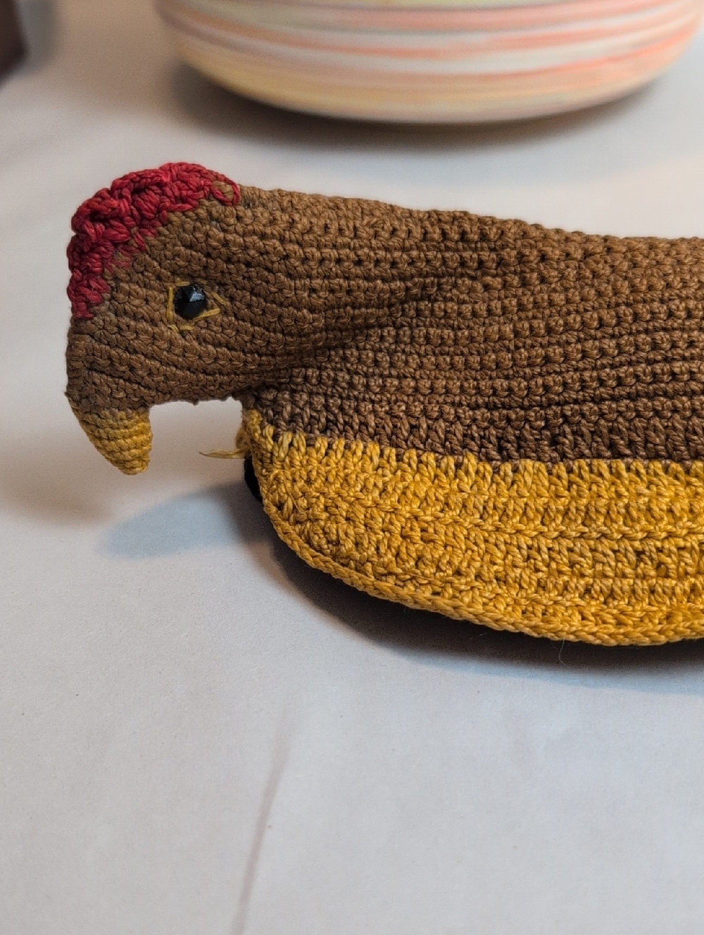 Vintage Handmade Crocheted Chicken Pot Holder
